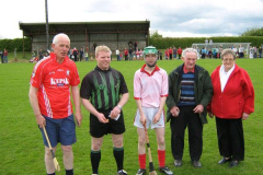 Captains-and-Officials-L-to-R-Danny-OFarrell-Bernard-Kiernan-Dean-Cronin-Donal-OCallaghan-Club-President-Lizzie-OLeary